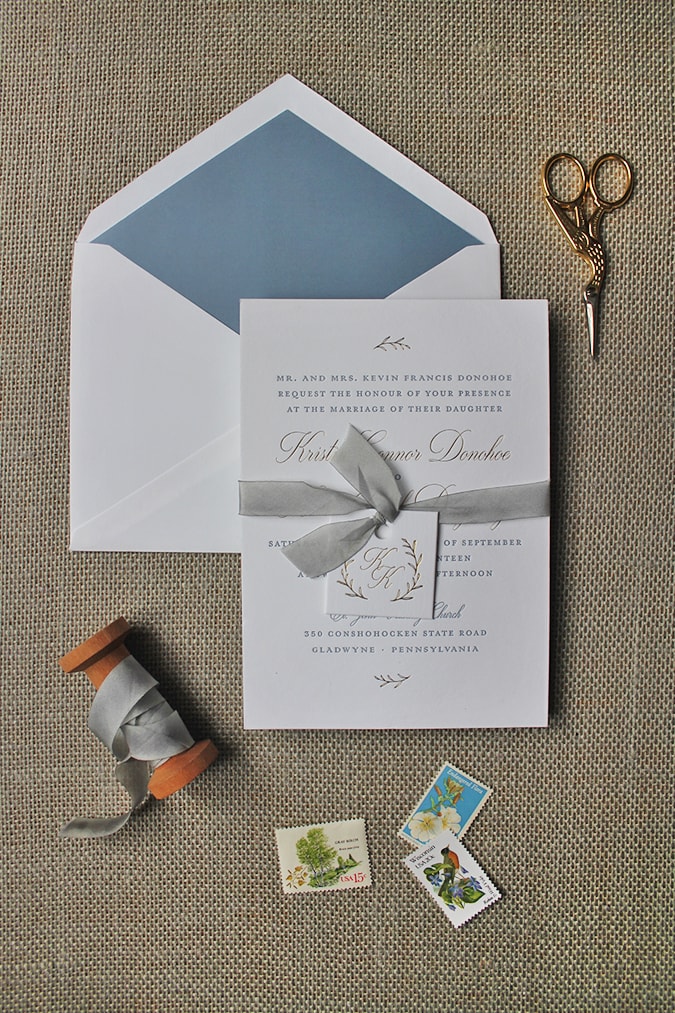 loveleigh-inviations-gold-foil-blue-letterpress-laurel-wedding-invitation-1
