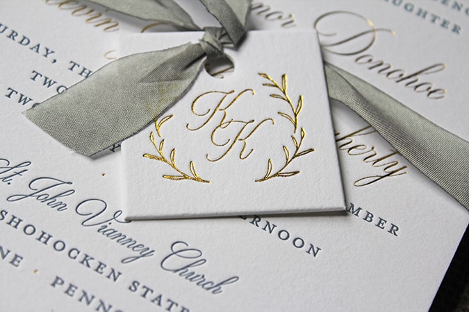 loveleigh-inviations-gold-foil-blue-letterpress-laurel-wedding-invitation-2