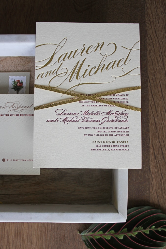 loveleigh-invitations-gold-foil-burgandy-letterpress-holiday-wedding-invitation-3