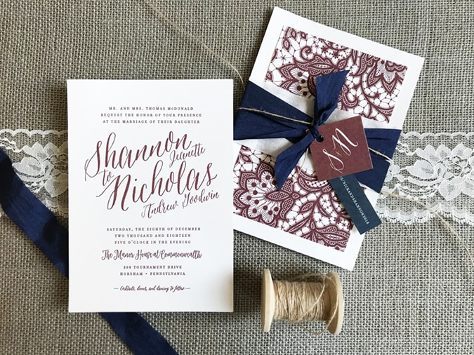 loveleigh-invitations-rustic-lace-navy-burgandy-letterpress-monogram-invitation-2