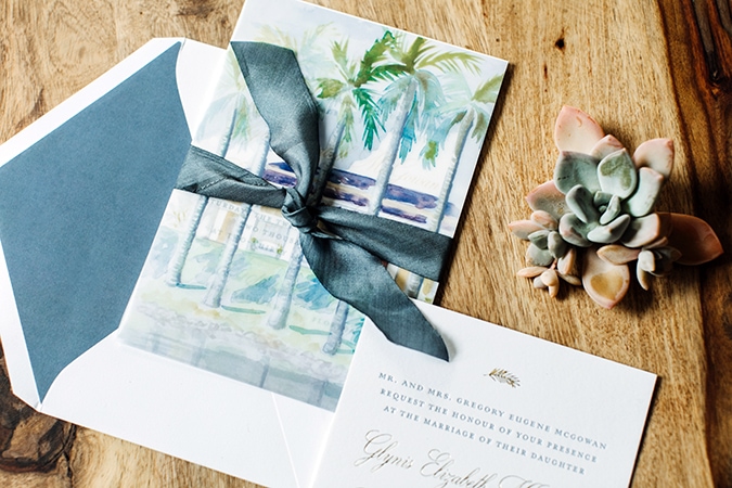 blue-letterpress-gold-foil-palms-florida-wedding-invitation-1B